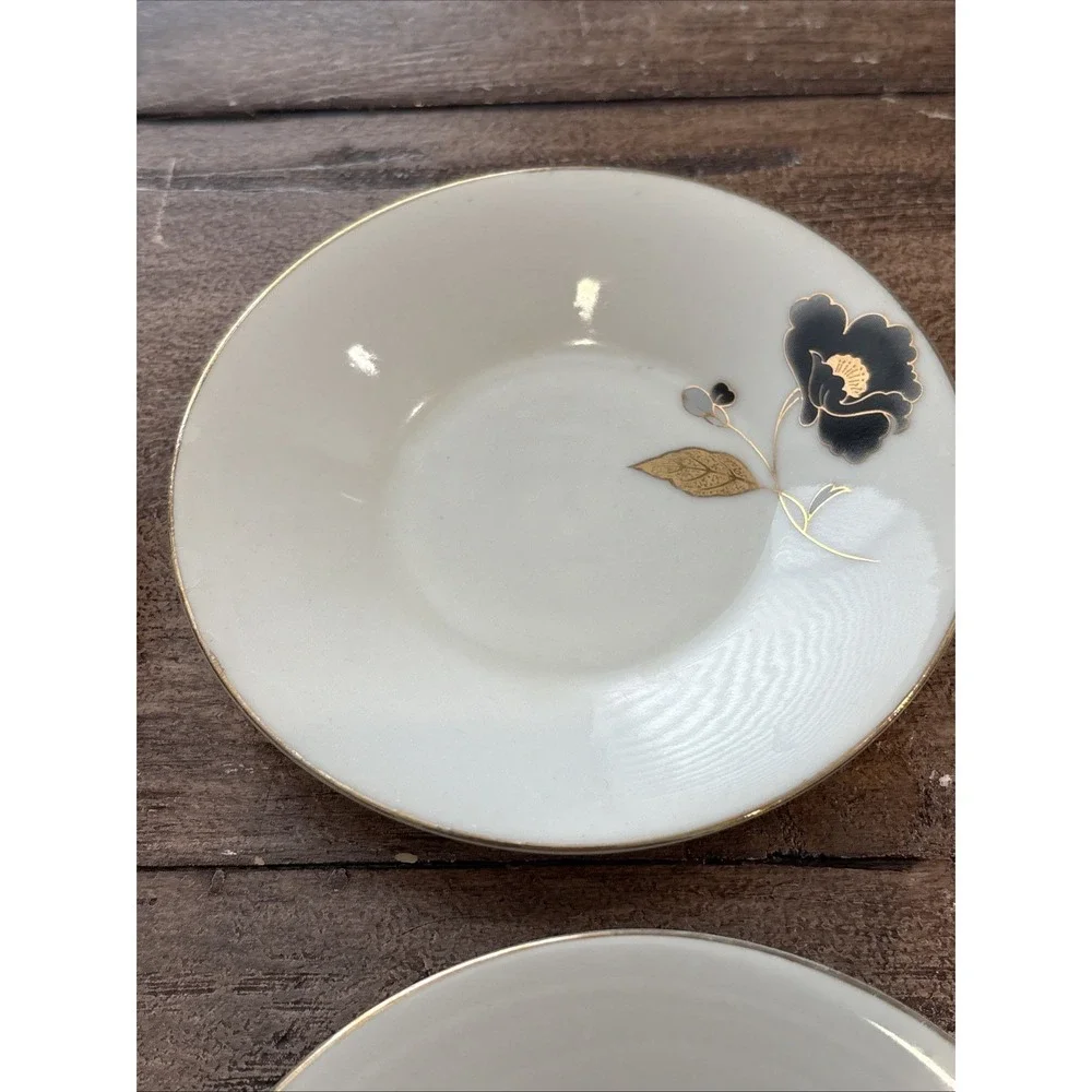 4 Tiger Yedi Porcelain‎ Cup Saucer Gold Leaf Small Tea   Espresso Coffee